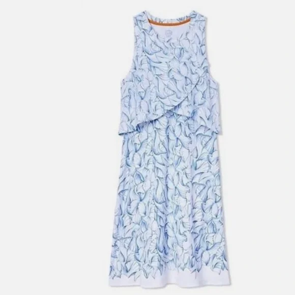 Tory Burch Kaley White Ellora Pima Cotton Popover Faux Layered Dress Medium - Picture 2 of 15